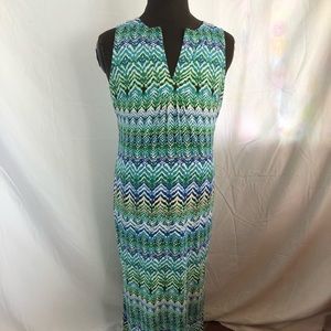 Ellie Kai maxi dress in greens & blues